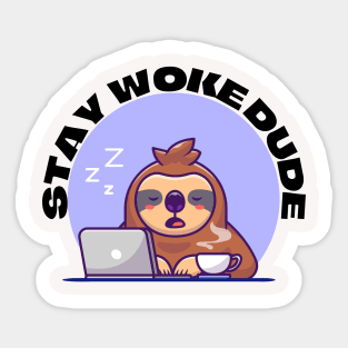 Tired Working Panda Bear Sleeping with a Cup of Coffee Sticker